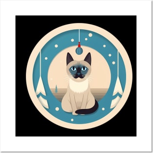 Siamese Cat Xmas Ornament, Love Cats Posters and Art